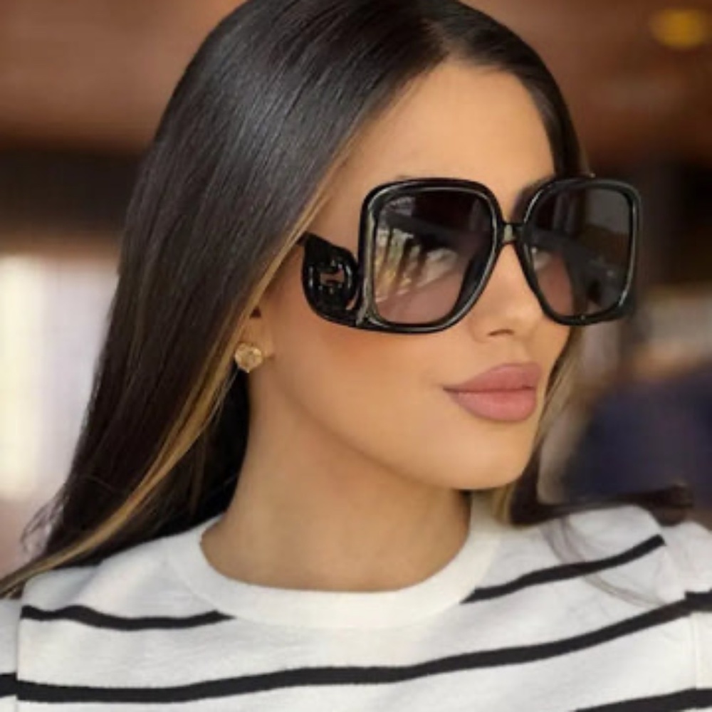GUCCI OVERSIZED SQUARE SUNGLASSES IN BLACK NWT - Picture 14 of 15
